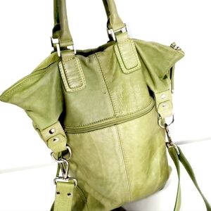 Maurizio Taiuti Olive Green Leather Shoulder Bag